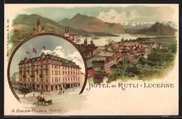 Litho Lucerne, Hotel du Rutli, Vue gén