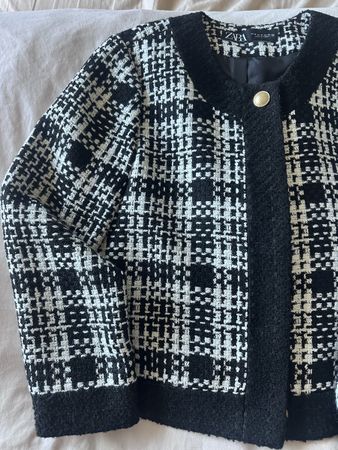 Veste courte Zara carreaux noir blanc taille M neuve