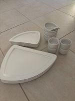 Geschirr Set, weisses Dreieck Design, Top Zustand!