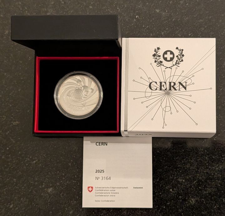 Alle Münzen: 20 Franken 2025 pp Silber Cern Box – Neu (gemäss Beschreibung) aus Arch von moneyswiss