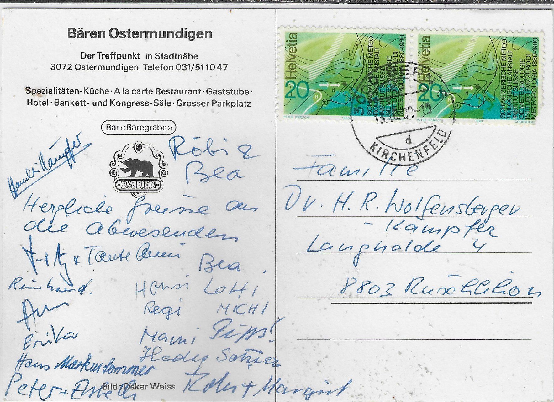 Cartoline postali: Restaurant Bären - Ostermundigen – Usato da Ettingen venduto da Kartenplanet 1