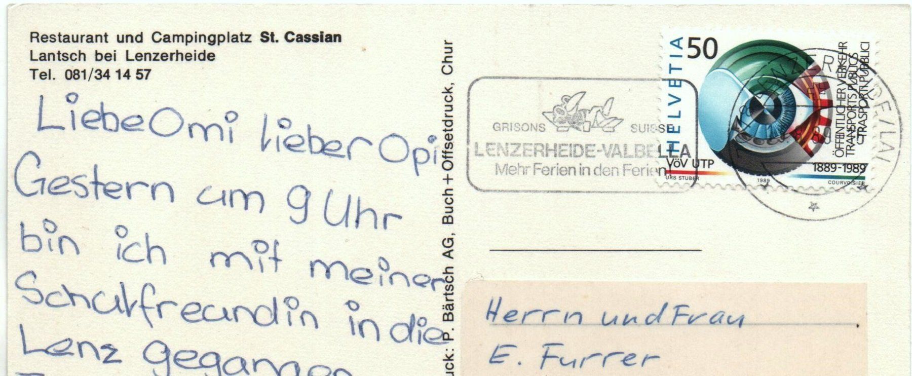 Cartoline postali: LANTSCH bei Lenzerheide - Restaurant und Camping St. Cassian – Usato da Jona venduto da philajona 1