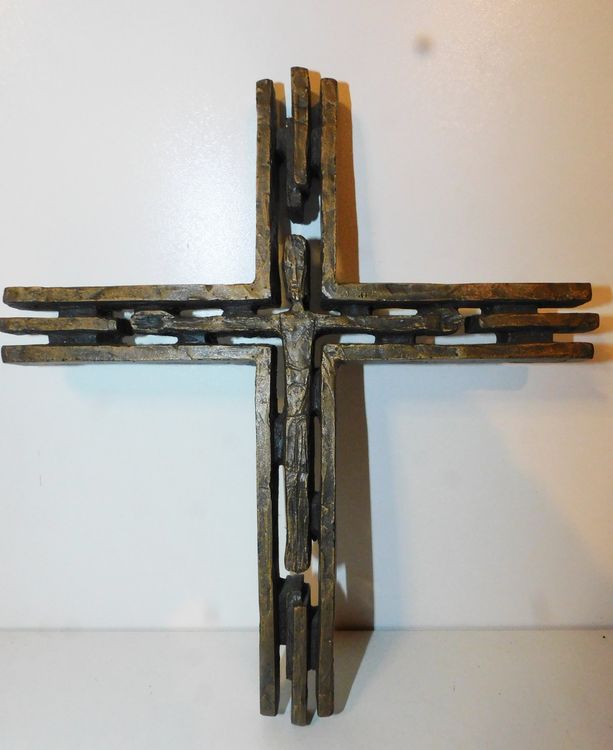 Flower Flourish Wandkreuz Aus Ton - Handbemalt 15,2x11,4cm Mexiko Kunst