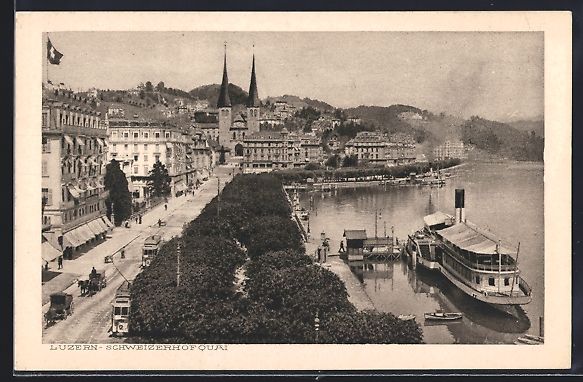 Cartoline postali: Luzern, Schweizerhofquai mit Strassenbah – Usato da Berlin venduto da bartko-reher