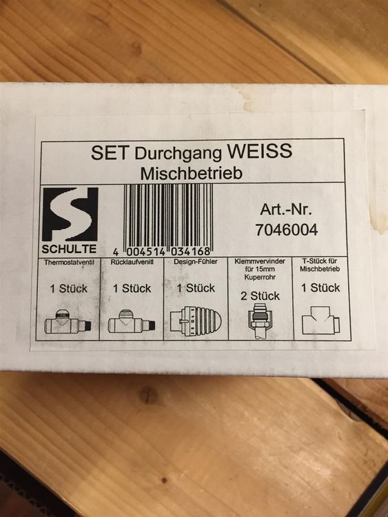 Thermostat Set Durchgang 1/2" weiss-402 2