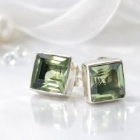 Amethyst Grünquarz  Ohrstecker Silber 925 Sterlingsilber