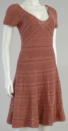 Maje Crochet Midi Kleid Gr. M–L – Häkelkleid Altrosa