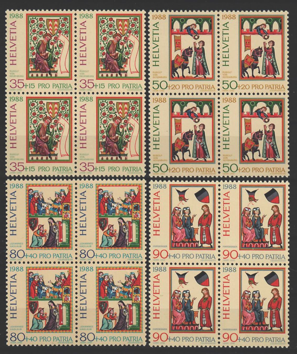 Tutti i francobolli: 1988, Pro Patria, Viererblöcke ** – Usato da Willisau venduto da Vollstempel