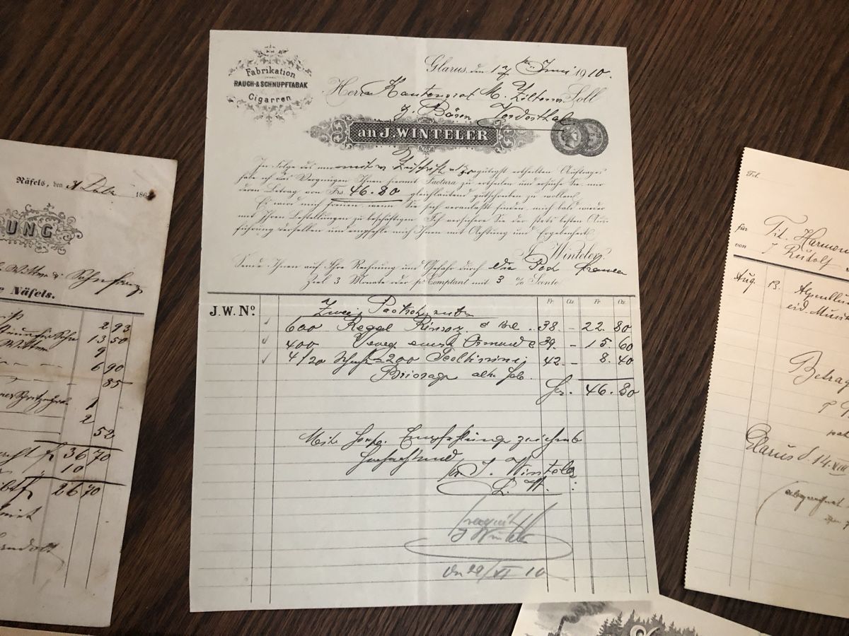 Documenti: Antike Rechnungen aus GLARUS - interessant – Usato da Lufingen venduto da Rac0 3