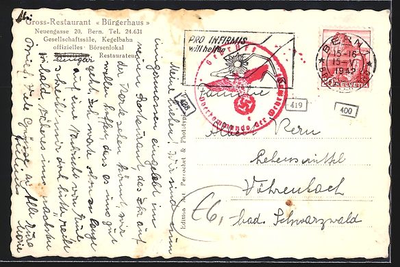 Cartes postales: Bern, Gross-Restaurant Bürgerhaus in de – D'occasion à Berlin par bartko-reher 1