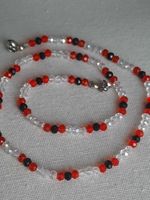 Rote/schwarze Halskette mit Glasperlen, neu & stylisch