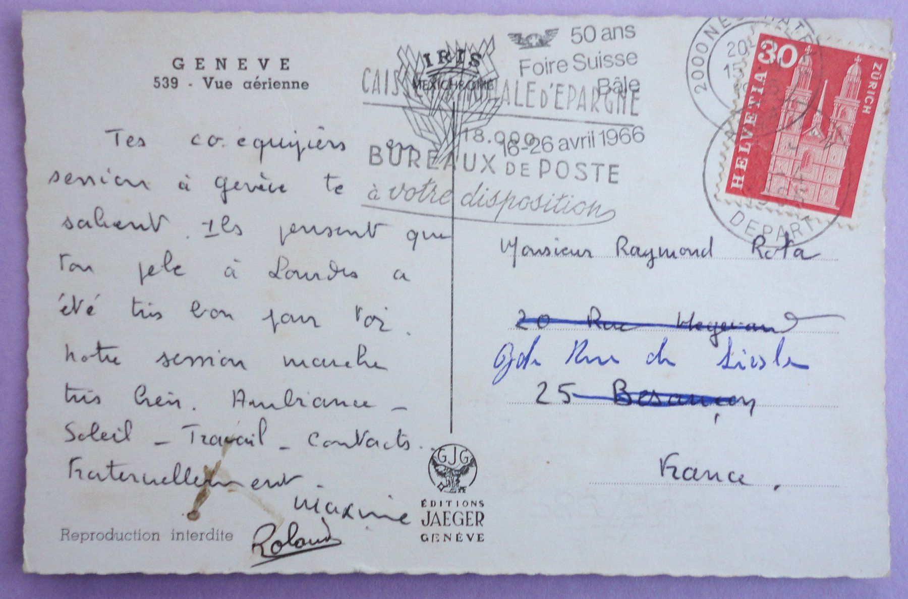 Cartoline postali: Genève - Vue aérienne – Usato da Fétigny venduto da Billy2miny 1