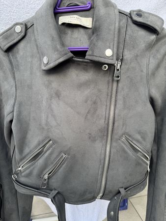 Veste Zara Basic gris aspect daim taille S