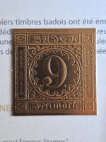 Baden Grüner Neuner 999 Gold vergoldet Briefmarke Zertifikat