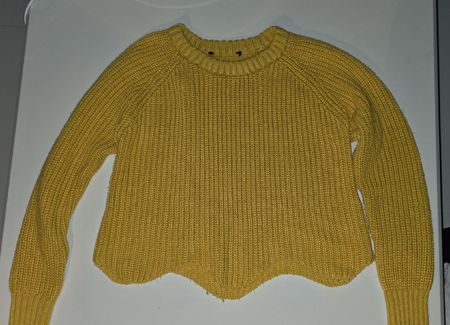 Trendiger Strickpullover in Senfgelb, Grösse S