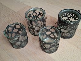Konvolut Teelichthalter Metall / Glas 4er Set Neuwertig