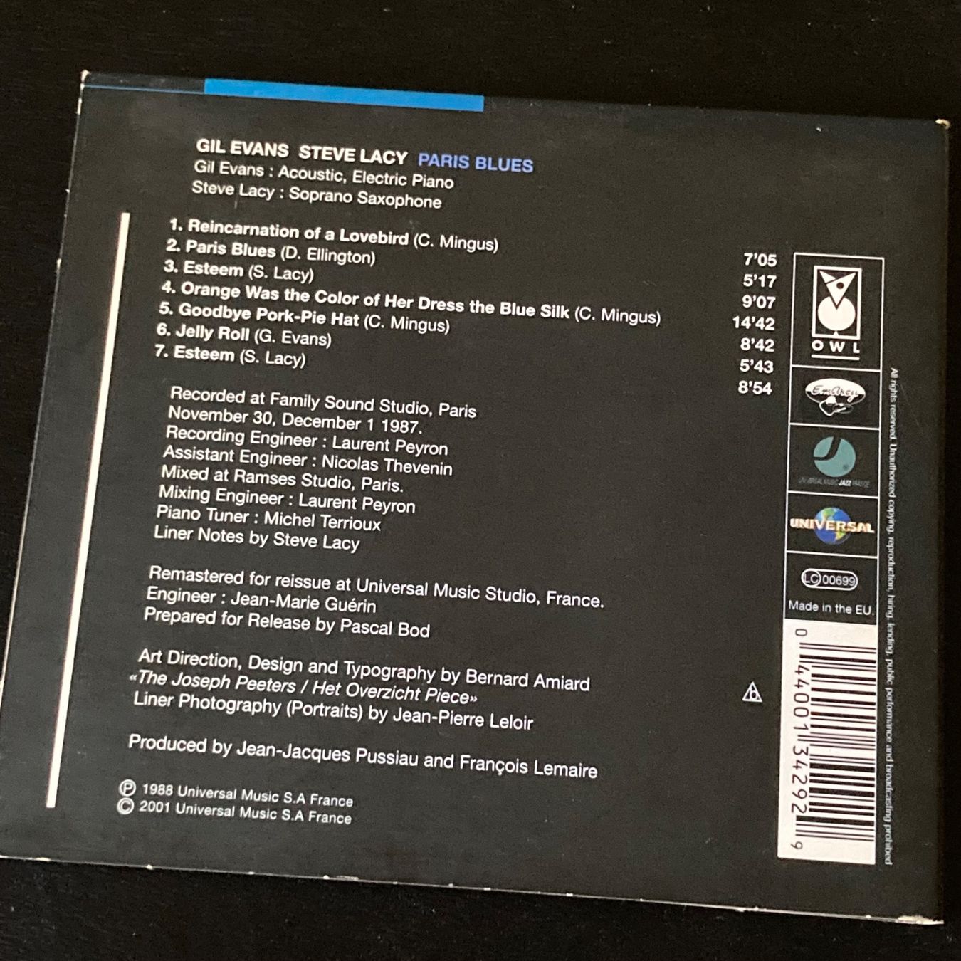 CDs: Gil Evans / Steve Lacy - Paris Blues – Gebraucht aus Bern von Ntsamina 1