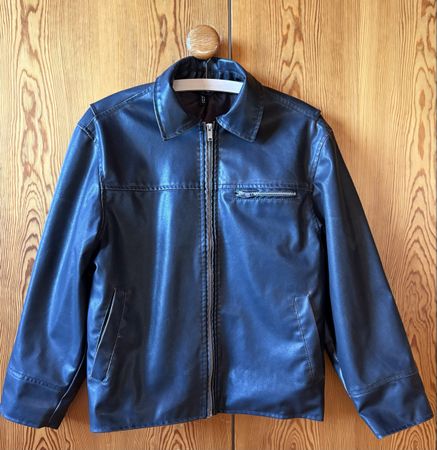 Jacke, Kunstleder in Schwarz