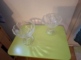 2er Set Vintage Glasschalen für Dessert, Eis, Coupe