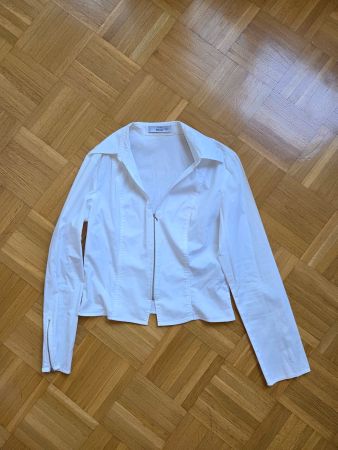Chemise cintrée blanche à fermeture éclaire