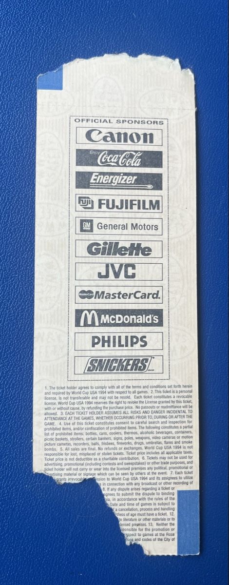 Biglietti: FUSSBALL WM 1994 FINAL TICKET – Usato da Münchenstein venduto da tschepo64 1