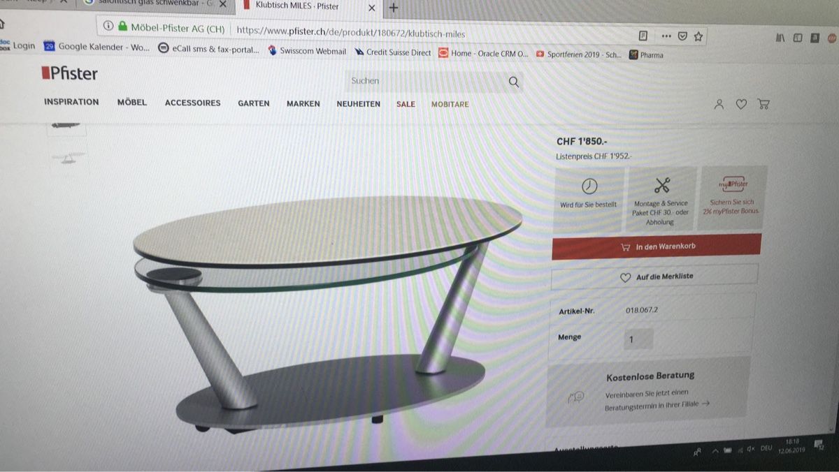 Tavoli: Salontisch aus Glas – Usato da Läufelfingen venduto da B_C_Sch. 4
