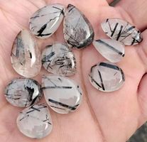 Cabochon Set L-6805– 10 Stück Schwarzer Rutilquarz 110 Karat