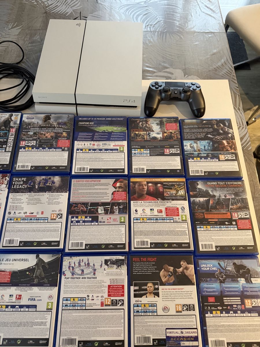 Sony Console: PlayStation 4 White + Manette + 17 Jeux – Usato da Genève venduto da sho_67qj 3