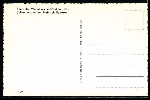 Ansichtskarten: Sachseln, Wohnhaus u. Denkmal des Schwei – Gebraucht aus Berlin von bartko-reher 1