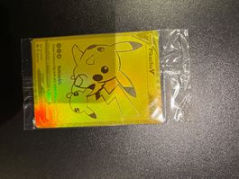 Pikachu V Pokémon Karte gold neu in Schutzhülle