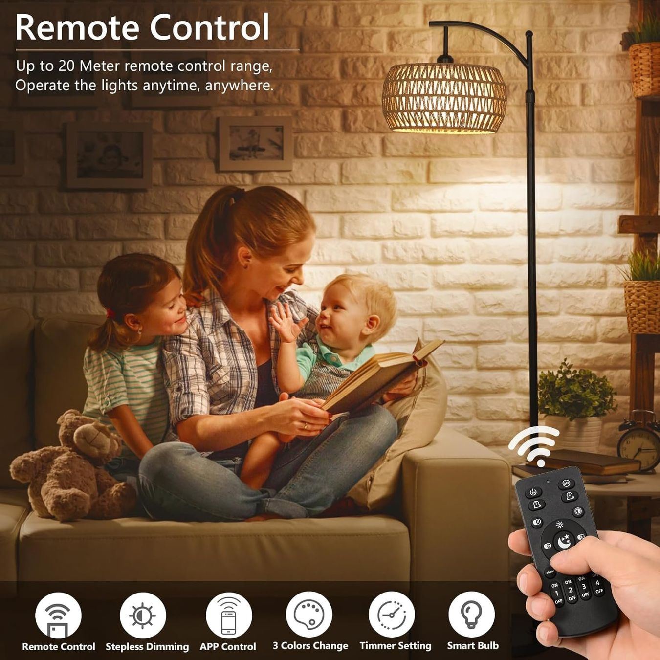 Lampade: Stehlampe Standleuchte Rattan Lampe dimmbar LED E27 Schwarz – Nuovo e nell'imballaggio originale da Wittenbach venduto da VELARO 5