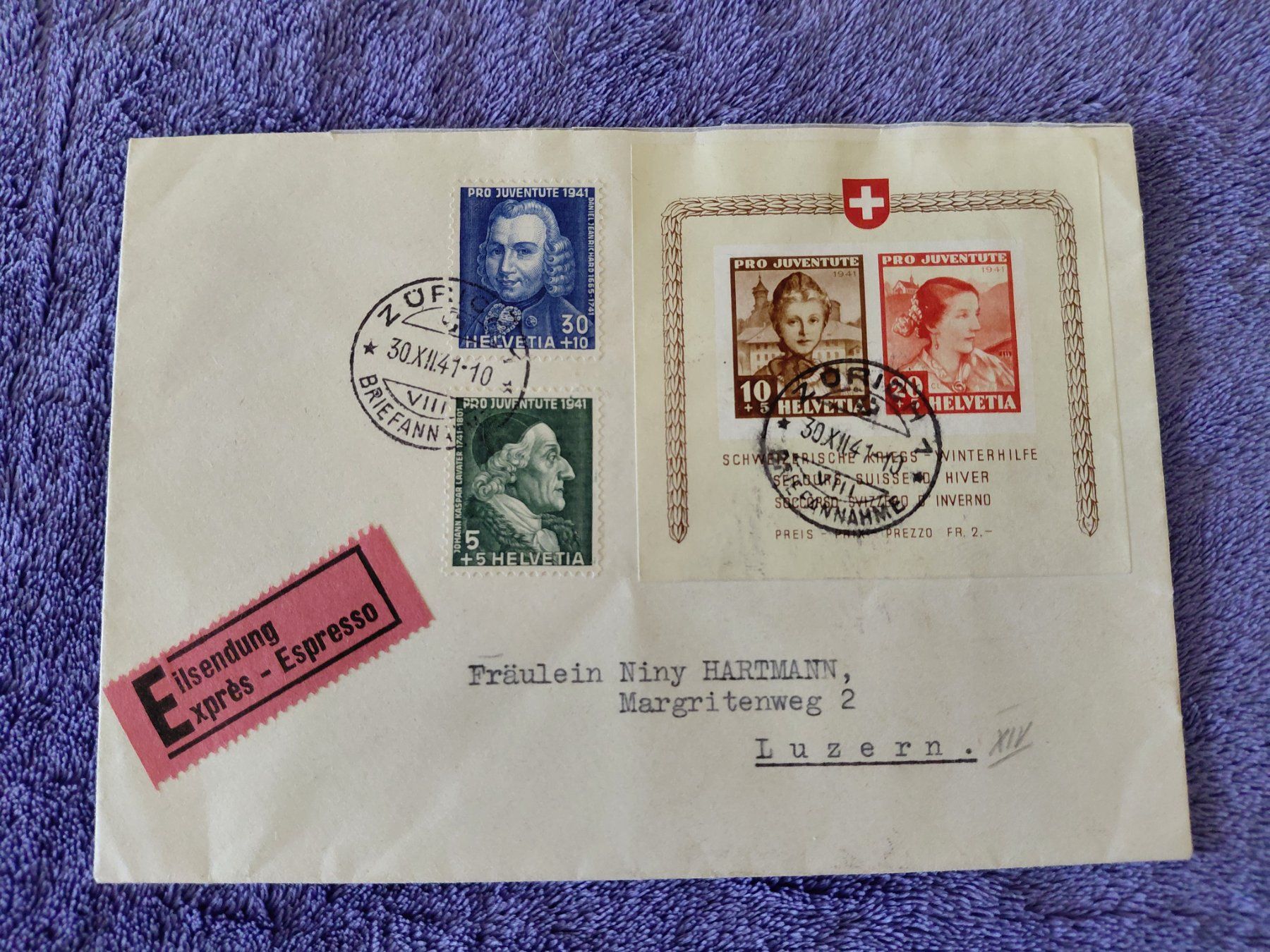 Tous les timbres: Toller PJ Blockbrief  1941 – D'occasion à Horw par Onurb008