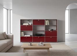USM Haller Regal 3x4 Rubinrot / Neu (mit A Gestänge)