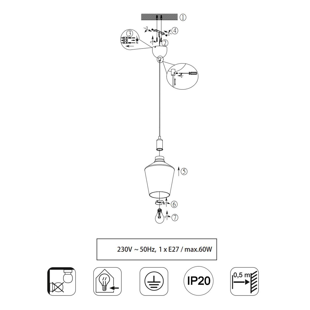 Lampadari & plafoniere: Pendelleuchte, Glasschirm, Kelchförmig – Nuovo (secondo la descrizione) da Kreuzlingen venduto da Smart-Light 2