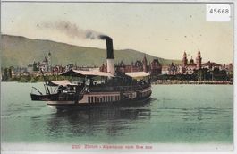 Zürich - Alpenquai vom See aus - Dampfer "Speer" - Litho