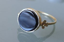 Schörl Turmalin Silber 925 Fingerring vergoldet Gr. 56