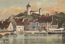 Raddampfer NEPTUNO an der Schifflände Schaffhausen - (1904)