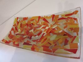 Früchteschale Glas in Orange- gelb- rot