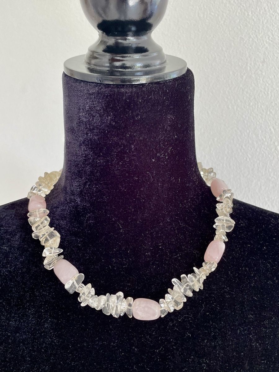 Catenine: Mineral necklace /rose quartz, rock crystal/ – Usato da Richterswil venduto da Prangins9