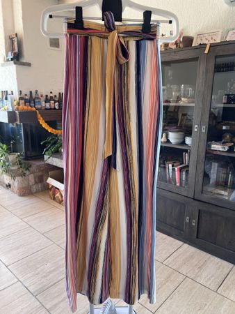 Striped Palazzo Pants with Belt - Funky Summer Style!