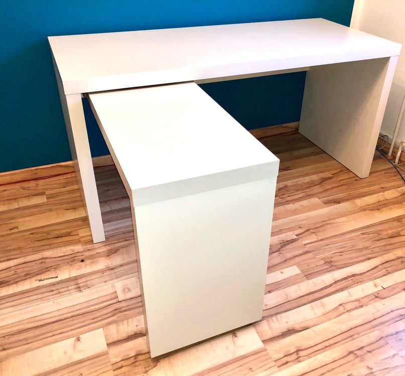 IKEA MALM PC Eck Schreibtisch ausziehbar weiss 151cm x 65cm Kaufen