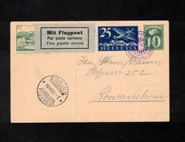1924 POSTKARTE / FLUGPOST-FRANKATUR +VIGNETTE