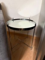 Runder Beistelltisch, Glasplatte, Chromgestell, Top Zustand