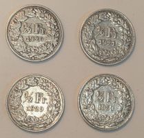 50 Rappen 1920, 1921, 1929, 1939 (Silber)