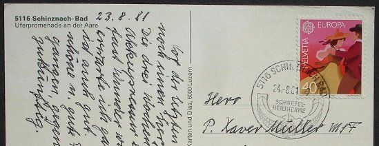 Cartoline postali: SCHINZNACH-BAD Uferpromenade an der Aare – Usato da Jona venduto da philajona 1