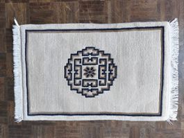 N19 Handgeknüpfter Orient Teppich hell mit Ornament 60x90cm