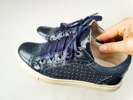 NAVYBOOT SNEAKER SCHUHE BLAU ECHT LEDER 35 HALBSCHUH TOP