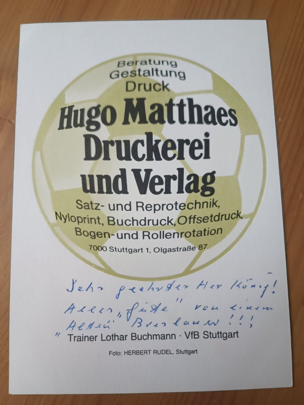 Autographes: Lothar Buchmann - VfB Stuttgart - Handsigniert – D'occasion à Menziken par Artographs 1