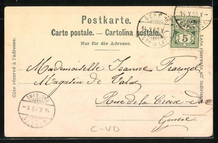 Cartoline postali: Gimel, vue générale, circulée 1899 – Usato da Frauenfeld venduto da POML 1
