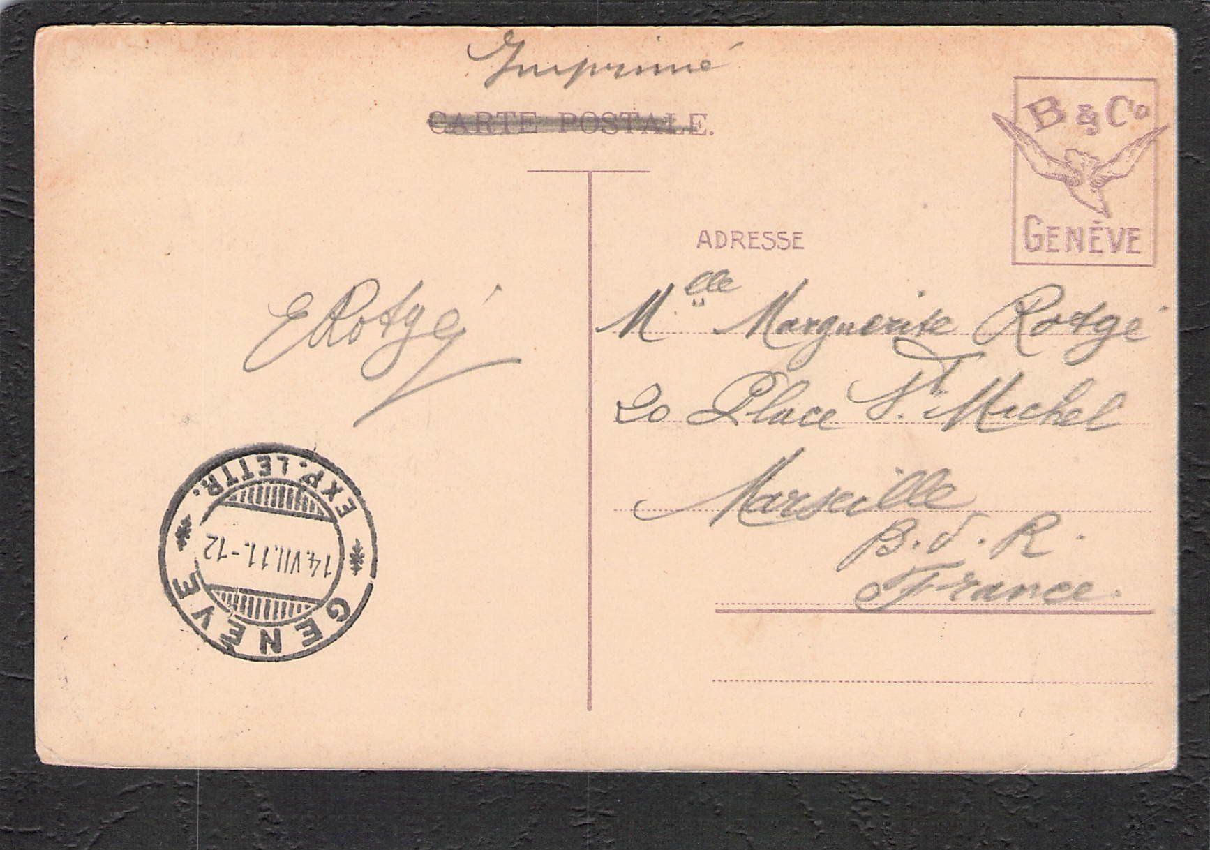 Cartoline postali: AK,GE , Genève , 1911 – Usato da Reichenburg venduto da Pipo-67 1
